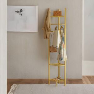 Pirlo Plush Corner Coat Stand With Shelves Living Room Hallway Furniture in Gold Gold Pirlo Plush Corner Coat Stand With Shelves Living Room Hallway Furniture in Gold Gold