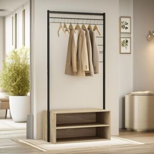 Pirlo Plush Coat Rack Stand With 2 Storage Shelves Hallway Furniture in Light Oak Light Oak Pirlo Plush Coat Rack Stand With 2 Storage Shelves Hallway Furniture in Light Oak Light Oak