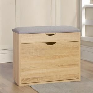 Pirlo Plush Shoe Storage Bench With Cushioned Seat & Hidden Storage in Natural Natural Pirlo Plush Shoe Storage Bench With Cushioned Seat & Hidden Storage in Natural Natural