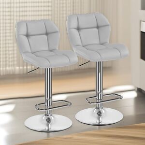 FURNOS 2PC Height Adjustable 360 Swivel Barstools Set With Backrest in Light Grey Light Grey FURNOS 2PC Height Adjustable 360 Swivel Barstools Set With Backrest in Light Grey Light Grey