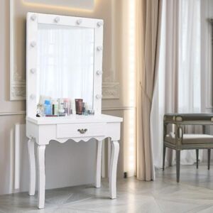 Pirlo Plush 1 Drawer Dressing Table With LED Bulbs in White White Pirlo Plush 1 Drawer Dressing Table With LED Bulbs in White White