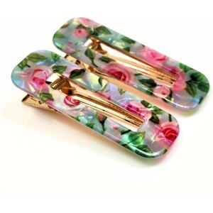 Lemon Daisy Accessories Women's Set of 2 Rectangle Floral Clips in Blue Blue One Size Lemon Daisy Accessories Women's Set of 2 Rectangle Floral Clips in Blue Blue One Size