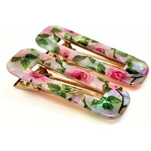 Lemon Daisy Accessories Women's Set of 2 Rectangle Floral Clips in White White One Size Lemon Daisy Accessories Women's Set of 2 Rectangle Floral Clips in White White One Size