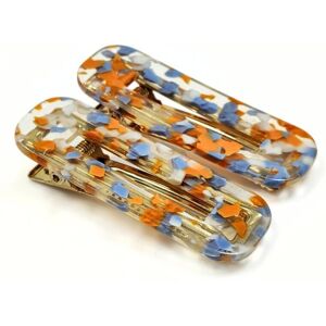 Lemon Daisy Accessories Women's Set of 2 Rectangle Dotted Clips in Orange Orange One Size Lemon Daisy Accessories Women's Set of 2 Rectangle Dotted Clips in Orange Orange One Size