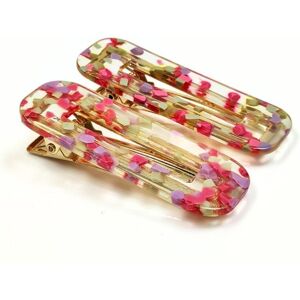 Lemon Daisy Accessories Women's Set of 2 Rectangle Dotted Clips in Yellow Yellow One Size Lemon Daisy Accessories Women's Set of 2 Rectangle Dotted Clips in Yellow Yellow One Size