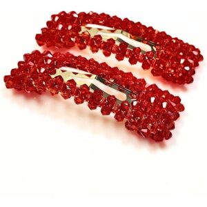 Lemon Daisy Accessories Women's Set of 2 Rectangle Alani Hair Clips in Red Red One Size Lemon Daisy Accessories Women's Set of 2 Rectangle Alani Hair Clips in Red Red One Size