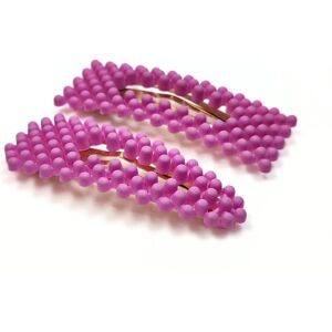 Lemon Daisy Accessories Women's Set of 2 Waterdrop & Rectangle Ayva Hair Clips in Fuchsia Fuchsia One Size Lemon Daisy Accessories Women's Set of 2 Waterdrop & Rectangle Ayva Hair Clips in Fuchsia Fuchsia One Size