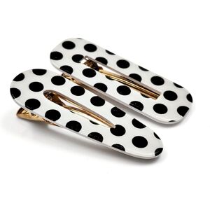 Lemon Daisy Accessories Women's Set of 2 Waterdrop & Rectangle Polka Hair Clips in White White One Size Lemon Daisy Accessories Women's Set of 2 Waterdrop & Rectangle Polka Hair Clips in White White One Size