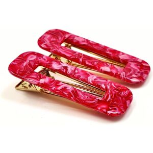 Lemon Daisy Accessories Women's Set of 2 Rectangle Hair Clips in Red Red One Size Lemon Daisy Accessories Women's Set of 2 Rectangle Hair Clips in Red Red One Size