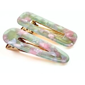 Lemon Daisy Accessories Women's Set of 2 Waterdrop & Rectangle Mint Hair Clips in Green Green One Size Lemon Daisy Accessories Women's Set of 2 Waterdrop & Rectangle Mint Hair Clips in Green Green One Size