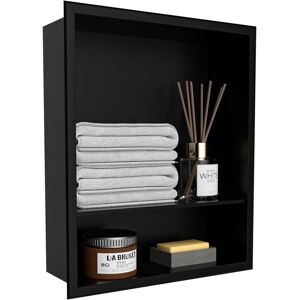 Blylund Shower Niche 16'' x 20'', Double Shelf Organize in Black Black Blylund Shower Niche 16'' x 20'', Double Shelf Organize in Black Black