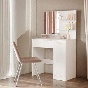 Rafaelo Mobilia 1 Drawer Dressing Table With 2 Shelves & Drawer in White White Rafaelo Mobilia 1 Drawer Dressing Table With 2 Shelves & Drawer in White White