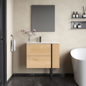 Banyetti Evora 800mm WallHung Vanity with Lira Offset Basin-Oak in Light Brown Light Brown Banyetti Evora 800mm WallHung Vanity with Lira Offset Basin-Oak in Light Brown Light Brown