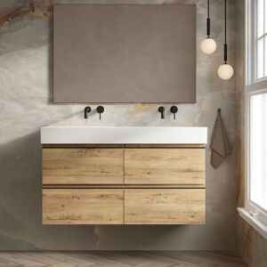 Banyetti Vatilla 1200mm Wall Hung Vanity Unit with Veneto 0 TH Basin-Ostippo Oak in Light Oak Light Oak Banyetti Vatilla 1200mm Wall Hung Vanity Unit with Veneto 0 TH Basin-Ostippo Oak in Light Oak Light Oak