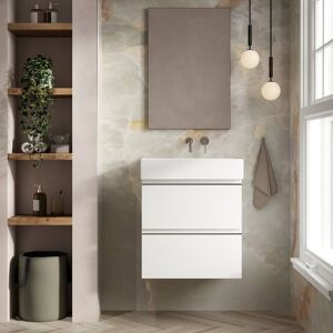 Banyetti Vatilla 600mm Wall Hung Vanity Unit with Veneto 0 TH Basin-Gloss White White Banyetti Vatilla 600mm Wall Hung Vanity Unit with Veneto 0 TH Basin-Gloss White White