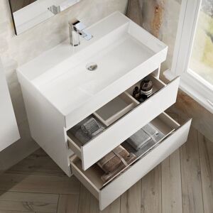 Banyetti Vatilla 800mm Wall Hung Vanity Unit with Veneto 1 Tap Hole-Gloss White White Banyetti Vatilla 800mm Wall Hung Vanity Unit with Veneto 1 Tap Hole-Gloss White White