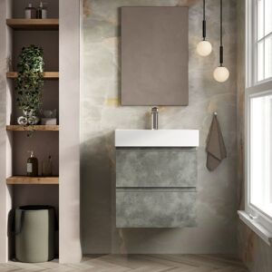 Banyetti Vatilla 600mm Wall Hung Vanity with Veneto 1 Tap Hole Basin - Cemento Grey Grey Banyetti Vatilla 600mm Wall Hung Vanity with Veneto 1 Tap Hole Basin - Cemento Grey Grey