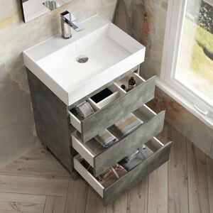 Banyetti Vatilla 600mm Floorstanding Vanity Unit with Veneto 1 TH Basin-Cemento Grey Grey Banyetti Vatilla 600mm Floorstanding Vanity Unit with Veneto 1 TH Basin-Cemento Grey Grey