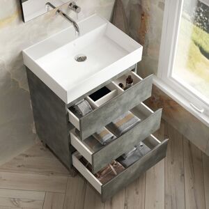 Banyetti Vatilla 600mm Floorstanding Vanity Unit with Veneto 0 TH Basin-Cemento Grey Grey Banyetti Vatilla 600mm Floorstanding Vanity Unit with Veneto 0 TH Basin-Cemento Grey Grey