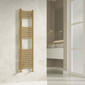 Banyetti Aureli Brushed Brass Ladder Towel Rail Radiator - 1200mm x 300mm in Gold Gold Banyetti Aureli Brushed Brass Ladder Towel Rail Radiator - 1200mm x 300mm in Gold Gold