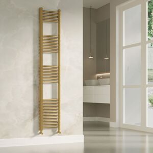 Banyetti Aureli Brushed Brass Ladder Towel Rail Radiator - 1600mm x 300mm in Gold Gold Banyetti Aureli Brushed Brass Ladder Towel Rail Radiator - 1600mm x 300mm in Gold Gold