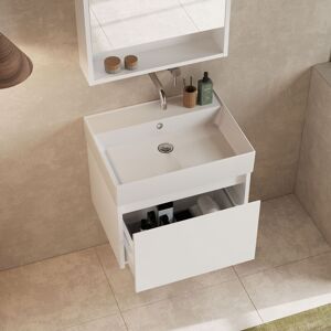 Banyetti Mino 600mm WallHung Vanity Unit & Veneto 0 TH Basin-Gloss White White Banyetti Mino 600mm WallHung Vanity Unit & Veneto 0 TH Basin-Gloss White White