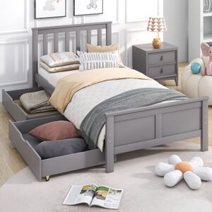 AKA 3ft Single Wooden Solid White Pine Storage Bed with Drawers Bed in Grey Grey Single AKA 3ft Single Wooden Solid White Pine Storage Bed with Drawers Bed in Grey Grey Single