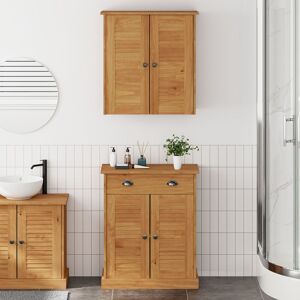 Berkfield Home Bathroom Furniture Set with Drawer with Shelf with Storage with Door 2 pcs Brown Solid wood pine Brown Berkfield Home Bathroom Furniture Set with Drawer with Shelf with Storage with Door 2 pcs Brown Solid wood pine Brown