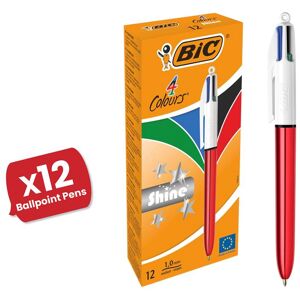 Bic 4 Colour Shine - Red - Pack of 12 Multicolor Bic 4 Colour Shine - Red - Pack of 12 Multicolor
