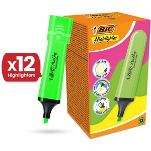 Bic Highlighter Flat Neon Green Box of 12 Multicolor Bic Highlighter Flat Neon Green Box of 12 Multicolor