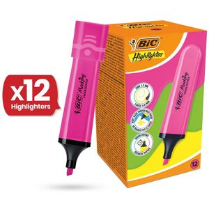 Bic Highlighter Flat - Neon Pink - Box of 12 Multicolor Bic Highlighter Flat - Neon Pink - Box of 12 Multicolor