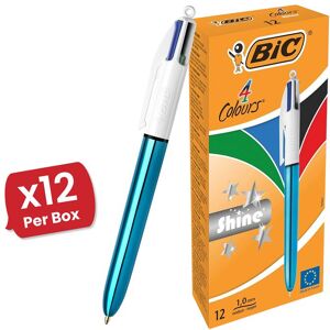 Bic 4 Colour Shine - Blue - Pack of 12 Multicolor Bic 4 Colour Shine - Blue - Pack of 12 Multicolor