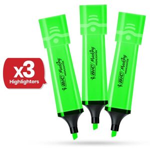 Bic Highlighter Flat - Neon Green - Pack of 3 Green Bic Highlighter Flat - Neon Green - Pack of 3 Green