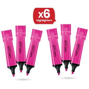Bic Highlighter Flat - Neon Pink - Pack of 6 Pink Bic Highlighter Flat - Neon Pink - Pack of 6 Pink