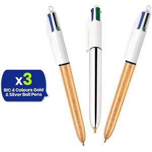 Bic 4 Colours Pack of 3 includes 1 Shine Sliver, 2 Gold Frozen Textured Multicolor Bic 4 Colours Pack of 3 includes 1 Shine Sliver, 2 Gold Frozen Textured Multicolor
