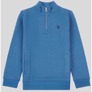 U.S. POLO ASSN. Boy's Herringbone 1/4 Zip Sweatshirt in Blue Size: 10-11 Years Blue 10-11 Years U.S. POLO ASSN. Boy's Herringbone 1/4 Zip Sweatshirt in Blue Size: 10-11 Years Blue 10-11 Years