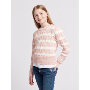 U.S. POLO ASSN. Girl's Stripe Cable Knit Jumper in Pale Pink Size: 7-8 Years Pale Pink 7-8 Years U.S. POLO ASSN. Girl's Stripe Cable Knit Jumper in Pale Pink Size: 7-8 Years Pale Pink 7-8 Years