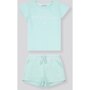 U.S. POLO ASSN. Women's Script Graphic T-Shirt & Sweat Short Set in Light Blue Size: 15-16 Years Light Blue 15-16 Years U.S. POLO ASSN. Women's Script Graphic T-Shirt & Sweat Short Set in Light Blue Size: 15-16 Years Light Blue 15-16 Years