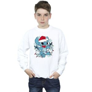 Disney Boy's Lilo & Stitch Christmas Lights Sketch Sweatshirt in White Size: 9 Years White 9 Years Disney Boy's Lilo & Stitch Christmas Lights Sketch Sweatshirt in White Size: 9 Years White 9 Years