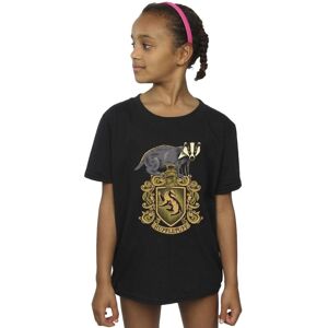 Harry Potter Girl's Hufflepuff Sketch Crest Cotton T-Shirt in Black Size: 9 Years Black 9 Years Harry Potter Girl's Hufflepuff Sketch Crest Cotton T-Shirt in Black Size: 9 Years Black 9 Years