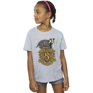 Harry Potter Girl's Hufflepuff Sketch Crest Cotton T-Shirt in Grey Size: 9 Years Grey 9 Years Harry Potter Girl's Hufflepuff Sketch Crest Cotton T-Shirt in Grey Size: 9 Years Grey 9 Years