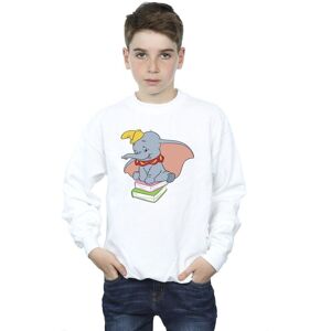 Disney Boy's Dumbo Sitting On Books Sweatshirt in White Size: 9 Years White 9 Years Disney Boy's Dumbo Sitting On Books Sweatshirt in White Size: 9 Years White 9 Years