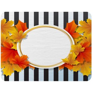 Benjamin Tate Design Orange & Red Autumn Leaves On Black Stripes Blanket in Natural Size: 120 cm x 150 cm Natural 120 cm x 150 cm Benjamin Tate Design Orange & Red Autumn Leaves On Black Stripes Blanket in Natural Size: 120 cm x 150 cm Natural 120 cm x 150 cm