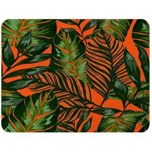 Benjamin Tate Design Green Tropical Leaves On Orange Blanket in Natural Size: 120 cm x 150 cm Natural 120 cm x 150 cm Benjamin Tate Design Green Tropical Leaves On Orange Blanket in Natural Size: 120 cm x 150 cm Natural 120 cm x 150 cm