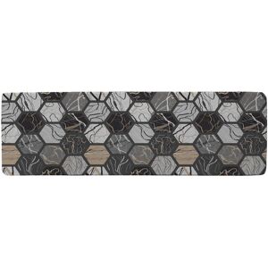 Benjamin Tate Design Hexagon Marble Runner Rug in Natural Size: 67 cm x 230 cm Natural 67 cm x 230 cm Benjamin Tate Design Hexagon Marble Runner Rug in Natural Size: 67 cm x 230 cm Natural 67 cm x 230 cm