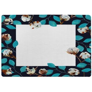 Benjamin Tate Design Watercolour Blue Leaf Frame Rug in Natural Size: Large Natural Large Benjamin Tate Design Watercolour Blue Leaf Frame Rug in Natural Size: Large Natural Large