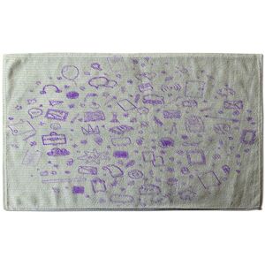 Benjamin Tate Design Abstract Line Pattern With School Supplies Soft Bath Towel in White White Benjamin Tate Design Abstract Line Pattern With School Supplies Soft Bath Towel in White White