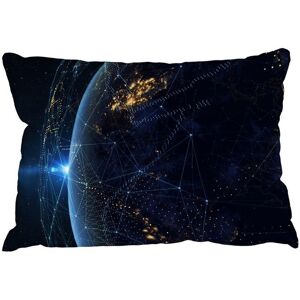 Benjamin Tate Design Connection lines Around Earth Globe (Outdoor Cushion) Multicolor Benjamin Tate Design Connection lines Around Earth Globe (Outdoor Cushion) Multicolor