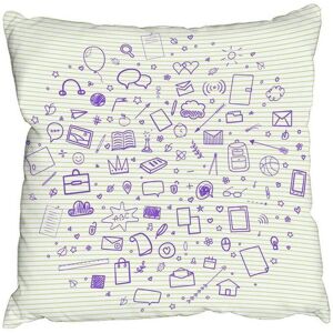Benjamin Tate Design Cushions - Abstract line pattern with school supplies (Cushion) Multicolor Benjamin Tate Design Cushions - Abstract line pattern with school supplies (Cushion) Multicolor