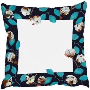 Benjamin Tate Design Cushions - Watercolour Blue Leaf Frame (Cushion) Multicolor Benjamin Tate Design Cushions - Watercolour Blue Leaf Frame (Cushion) Multicolor